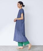 コットンリネン平織デニム　2wayワンピース